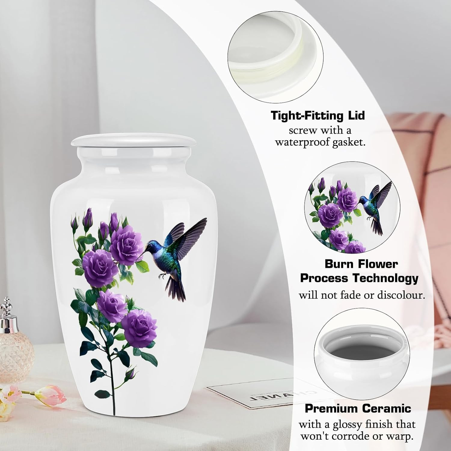 10 Inches Cremation Urns for Human Ashes Adult Male Female, Ceramic Keepsake …