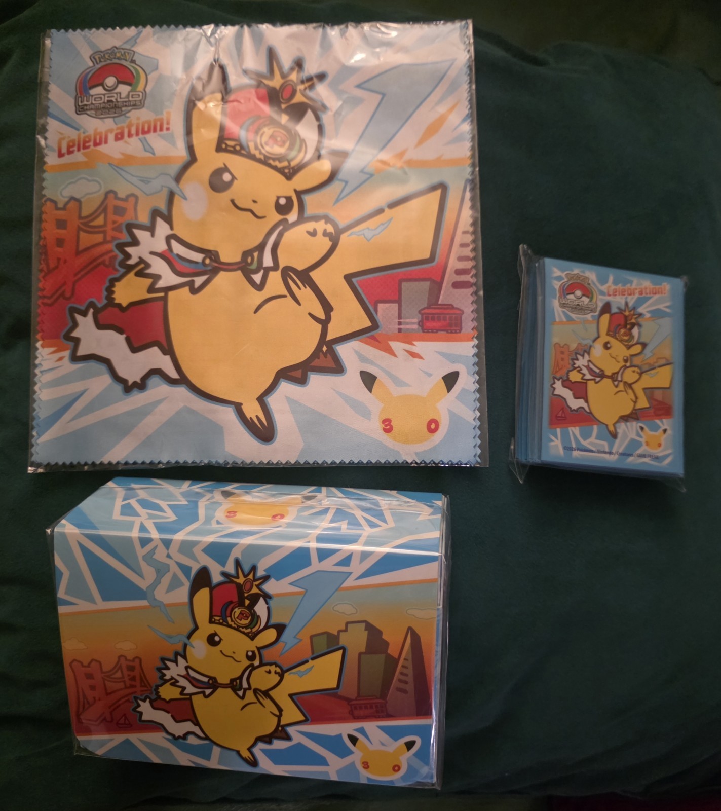 2026 Worlds Celebration Pikachu Sleeves/Deckbox And Screen Cleaner