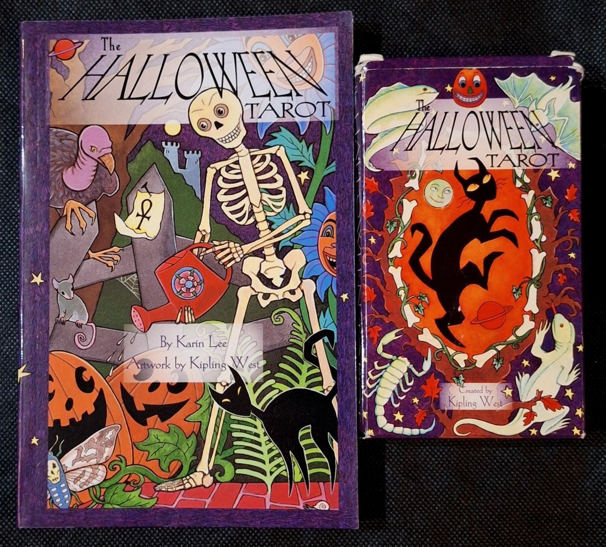 The Halloween Tarot pb book and card deck By Kipling West & Karin Lee 1997 VG