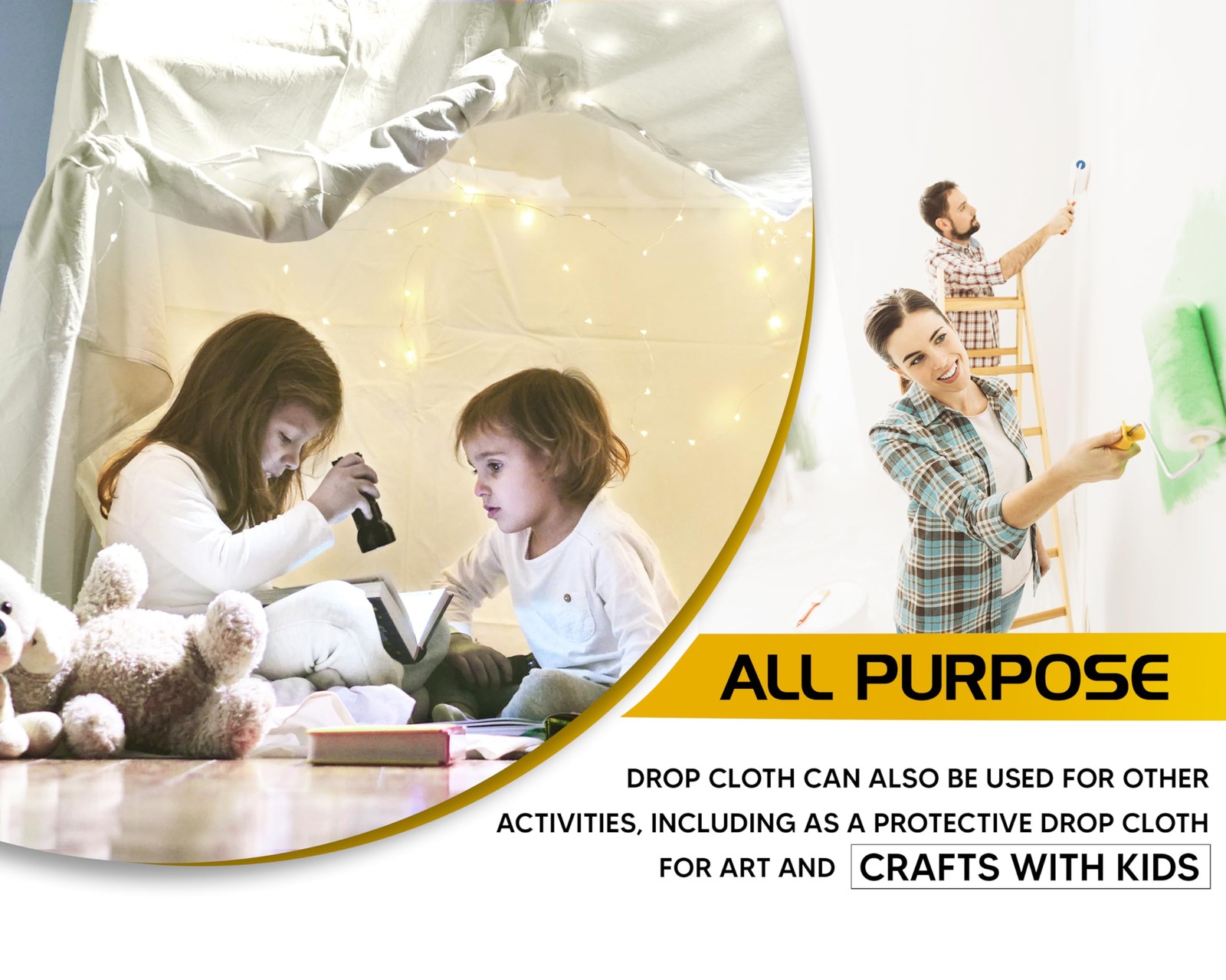 Utopia Drop Cloth for Painting (9×12 ft, 1 9×12 Feet, 9ft x 12ft Pack of 1