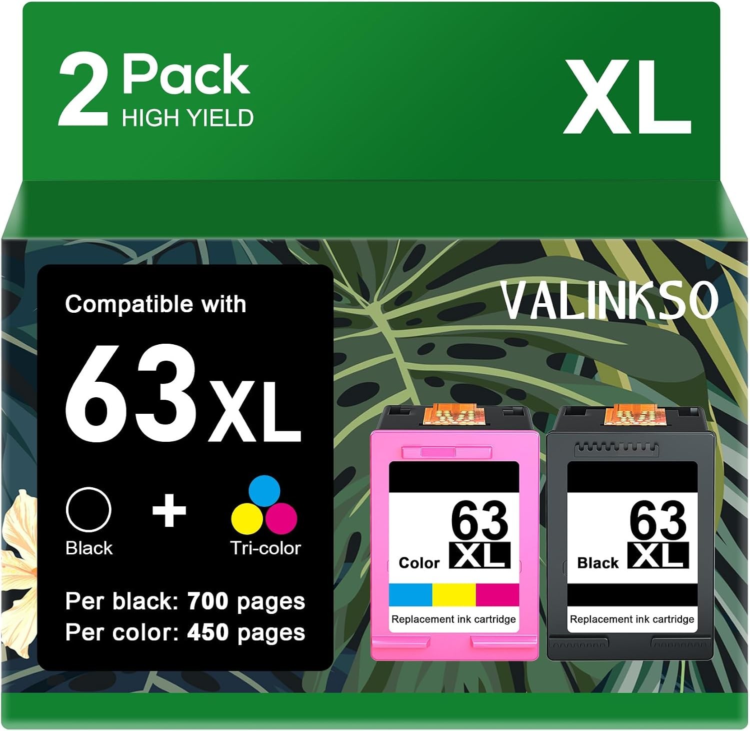 63XL Ink Cartridge Combo Pack Replacement for HP Ink 63 XL Work with HP Officej