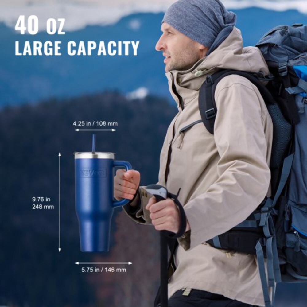 40 oz Insulated Water Bottle Stainless Steel Sports Coffee Cup with Lid