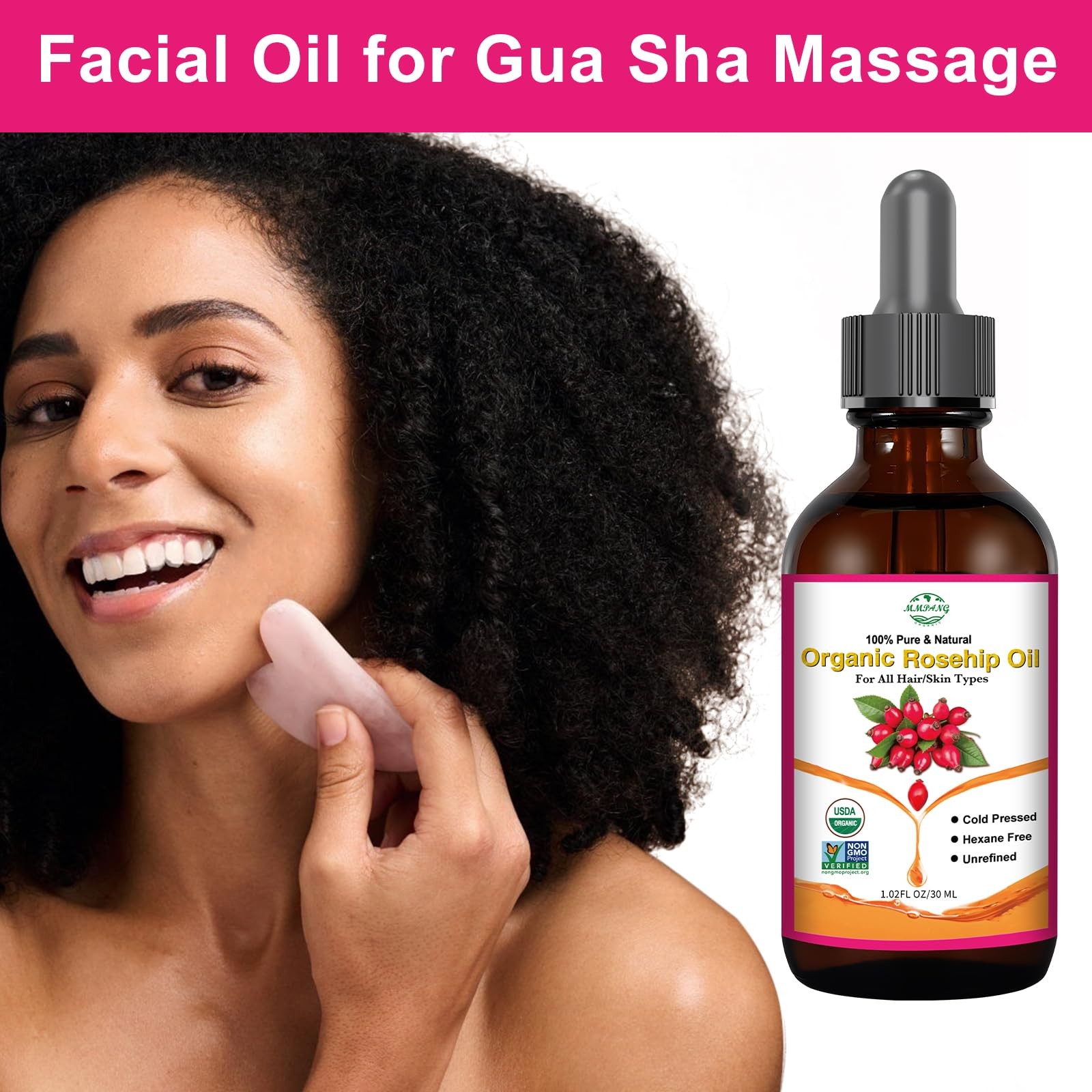 MMPANG Organic Rosehip Seed Oil for Face, USDA 1 Fl Oz (Pack of 1), Original