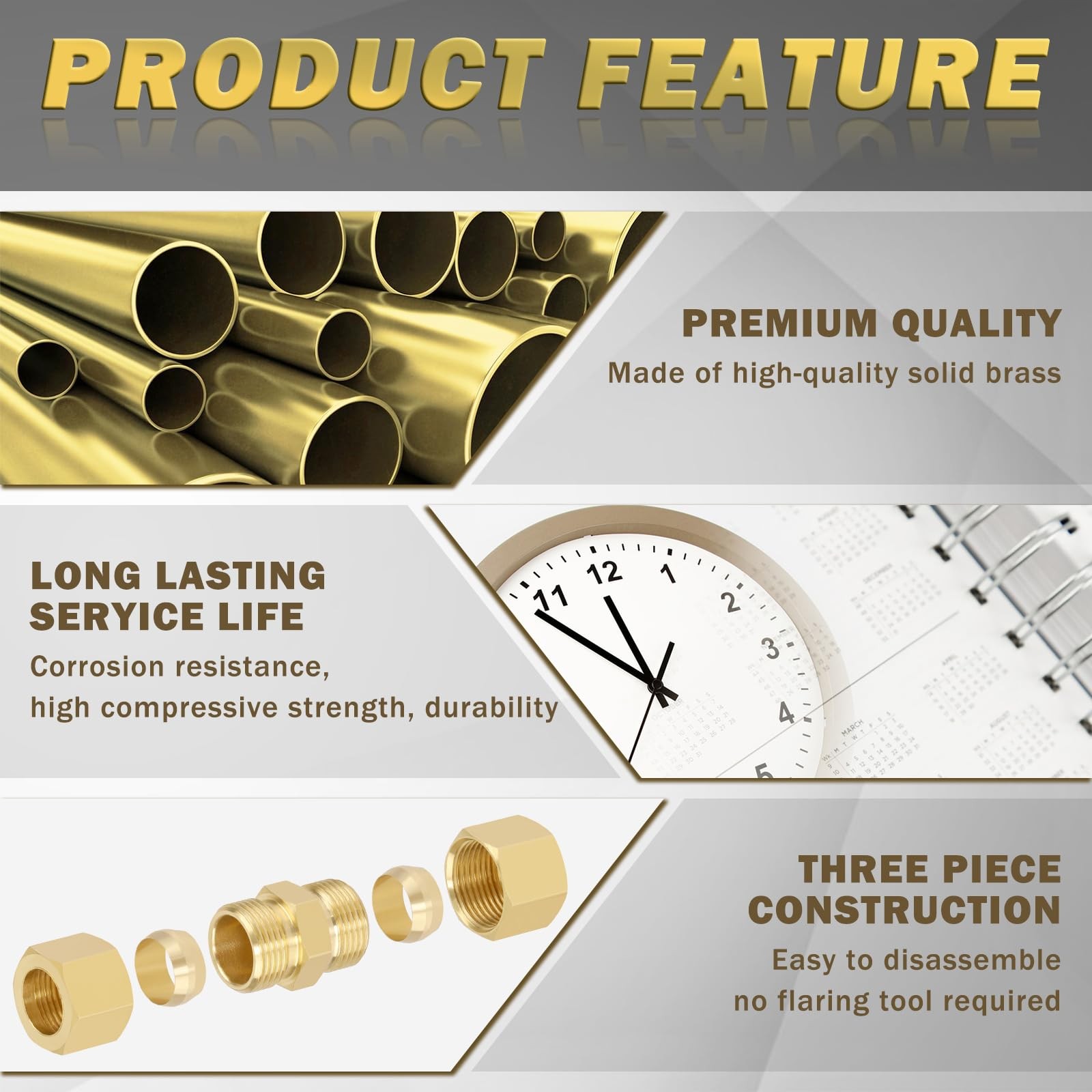 Taiidaues 179PCS DOT Push Connect & Brass Compression Fittings Kit 1/8″-1/2″