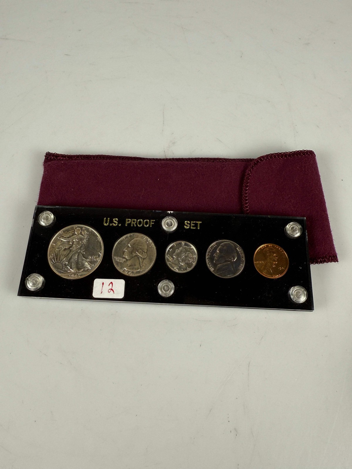 1941 US Mint Silver PROOF Set Gem Coins Black Capital Holder Display Box