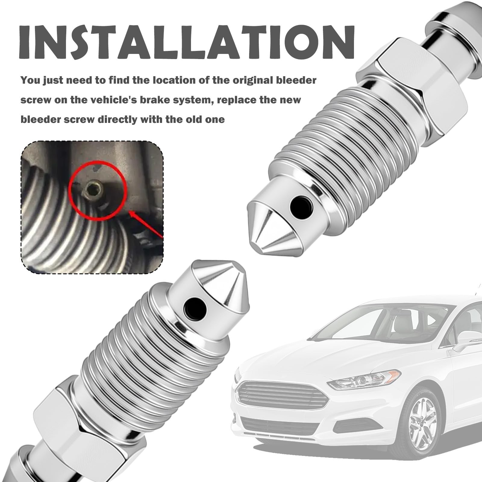 4PCS M10X1.0-32.1Mm Car Brake Bleeder Screw with 4PCS Grease Fitting Caps,Sturdy