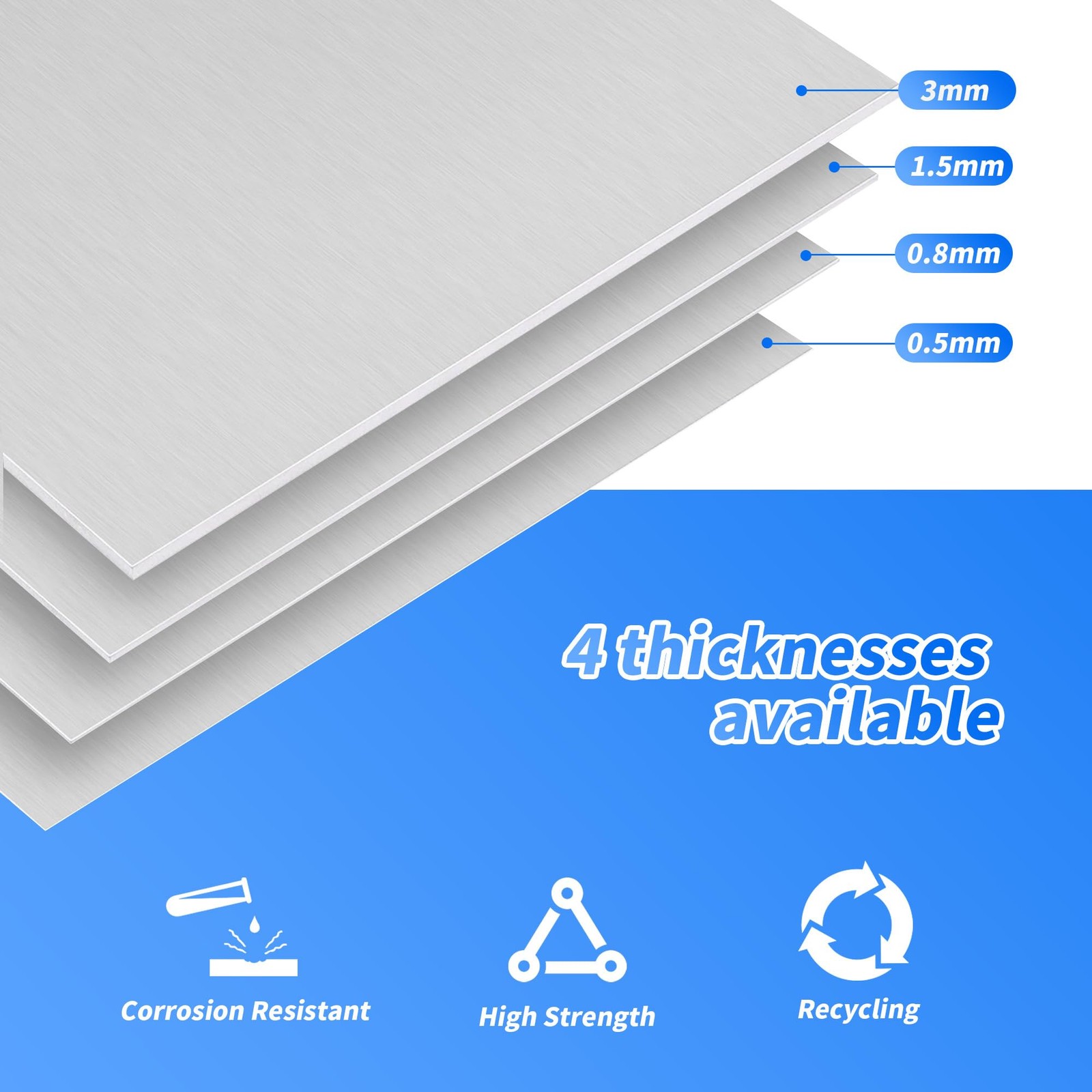 5 Pack 6061 T6 Aluminium Metal Sheet 12 x 12 Flat Plain 1/16″(1.5mm), Sliver
