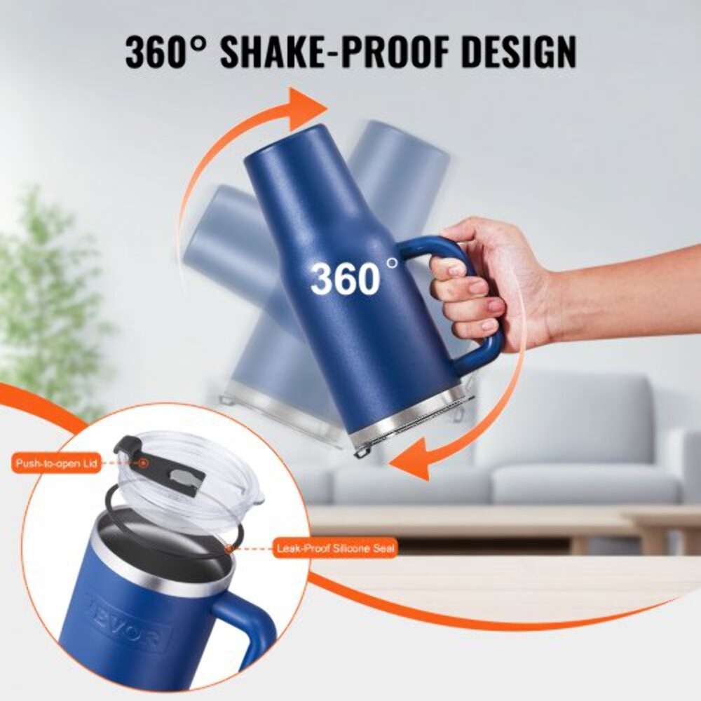 40 oz Insulated Water Bottle Stainless Steel Sports Coffee Cup with Lid