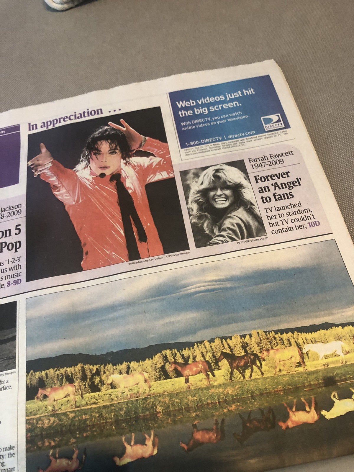 MICHAEL JACKSON USA TODAY NEWSPAPER JUNE 26, 2009 Farrah Fawcett Whole Paper