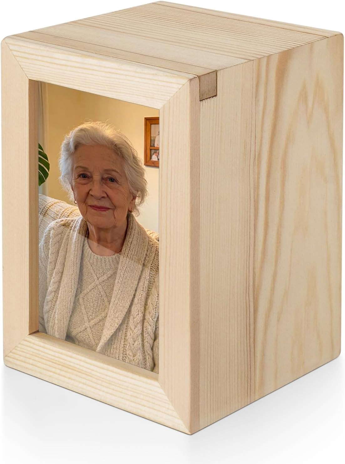 Small Wooden Keepsake Box Urn for Human Ashes, 4.92 Inches Decorative Urn Box wi