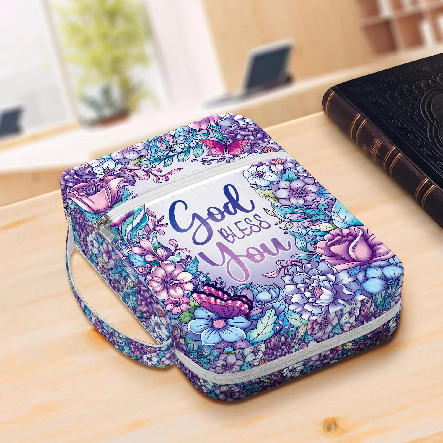 Flowers Bible Cover With Handle Carrying Case For Bible Study Study Bible Case F