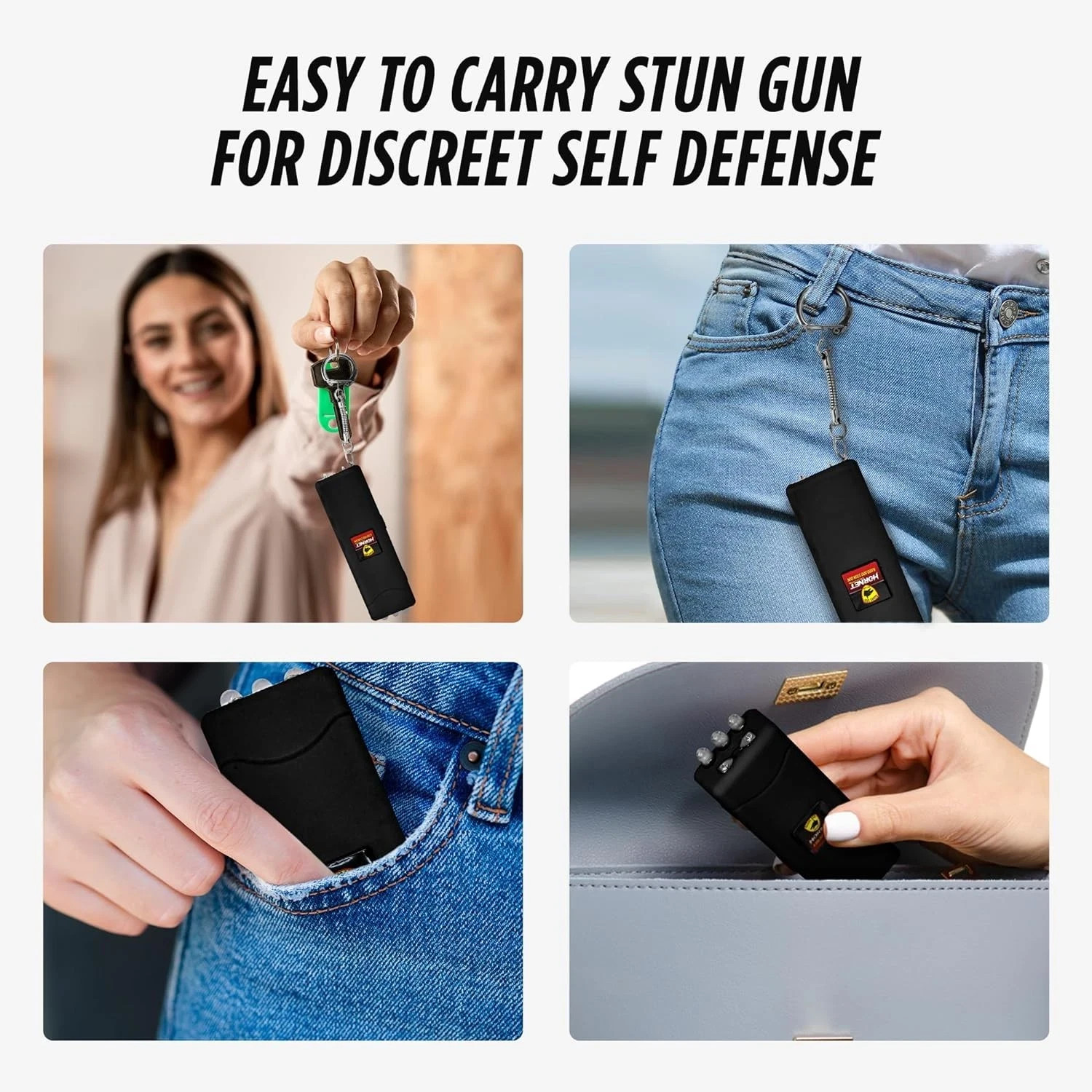 GUARD DOG Black Hornet Mini Stun Gun with 3 LED Flashlight