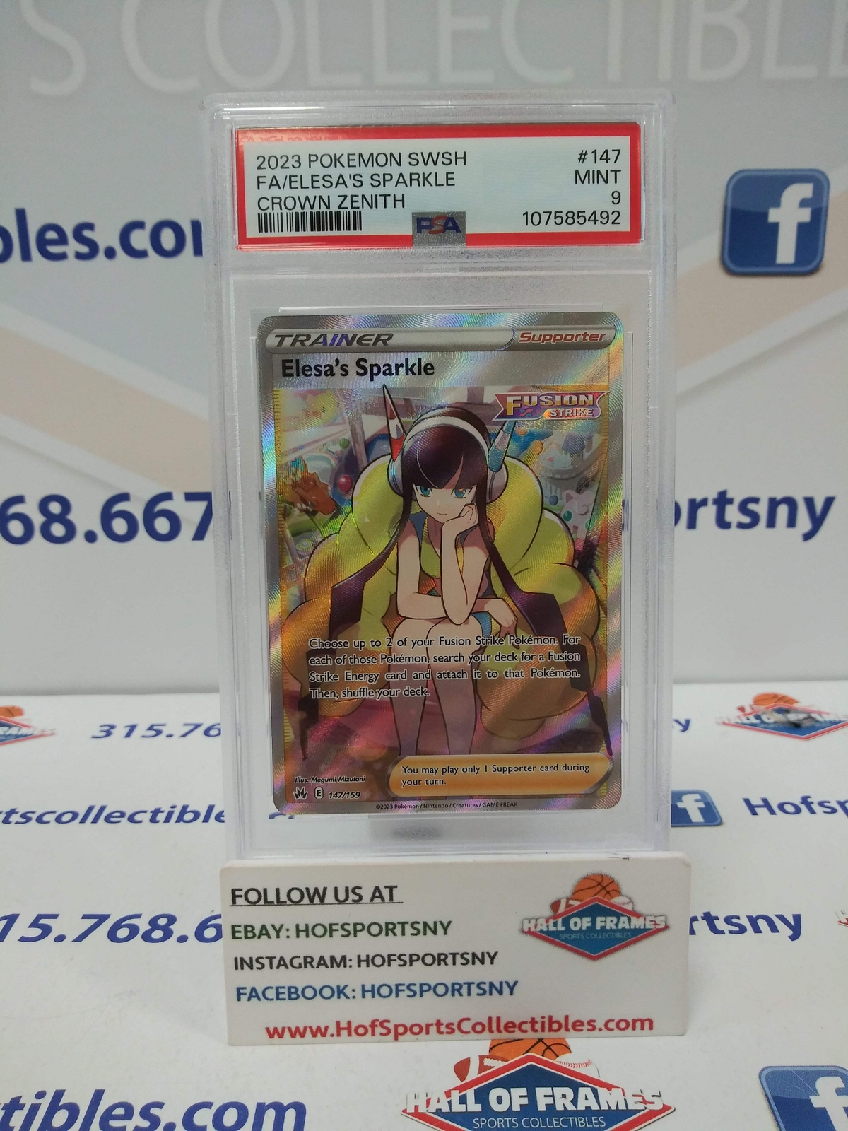 2023 POKEMON CROWN ZENITH ELESA’S SPARKLE FULL ART #147 PSA 9 MINT!