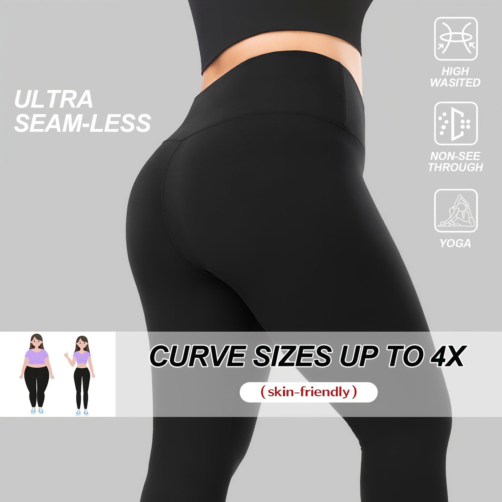 Hi Clasmix Plus Size Leggings for Women 3X-Large, 01b-2 Pack Black