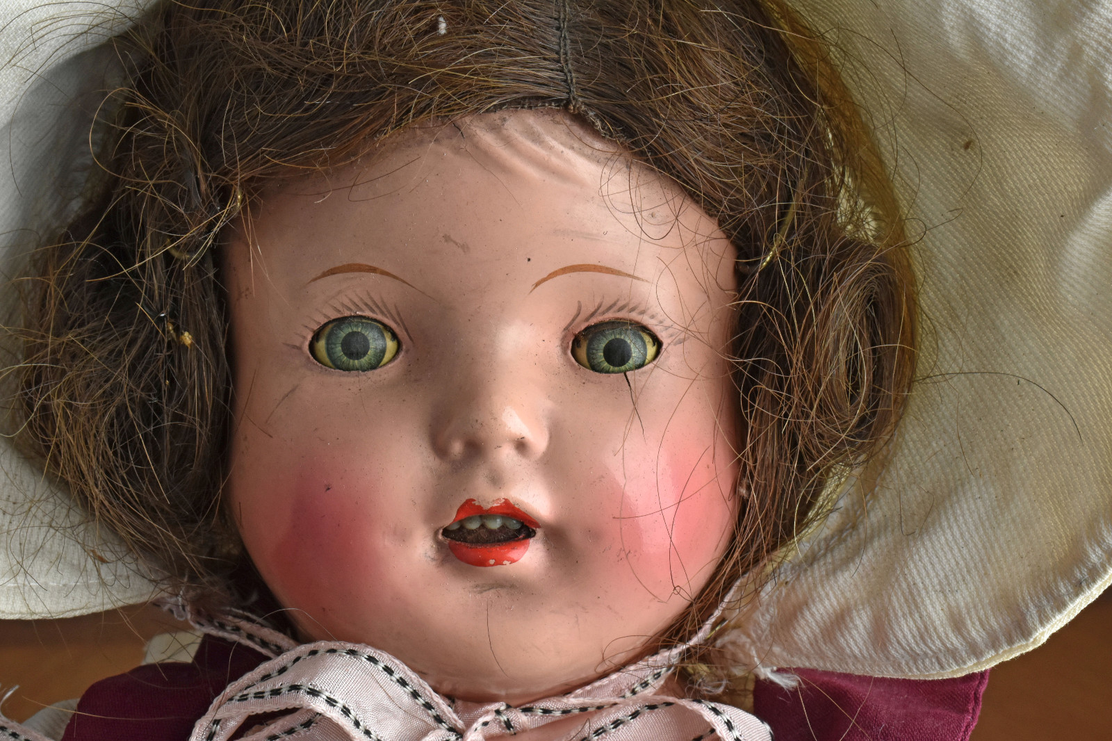 Antique Paranormal Creepy Haunted Looking 17″ Composite Sleepy Eye Baby Doll