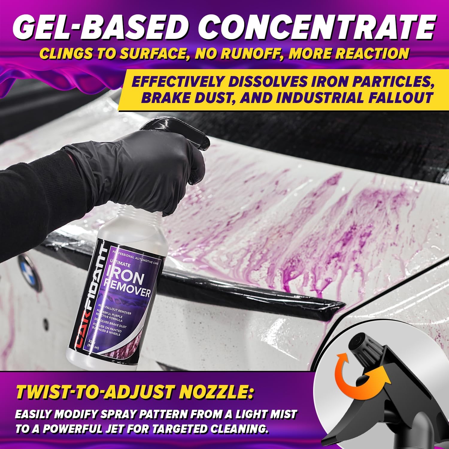 Iron Remover for Car Detailing – Iron Decon Spray, Pulls Out Brake Dust, Rust &