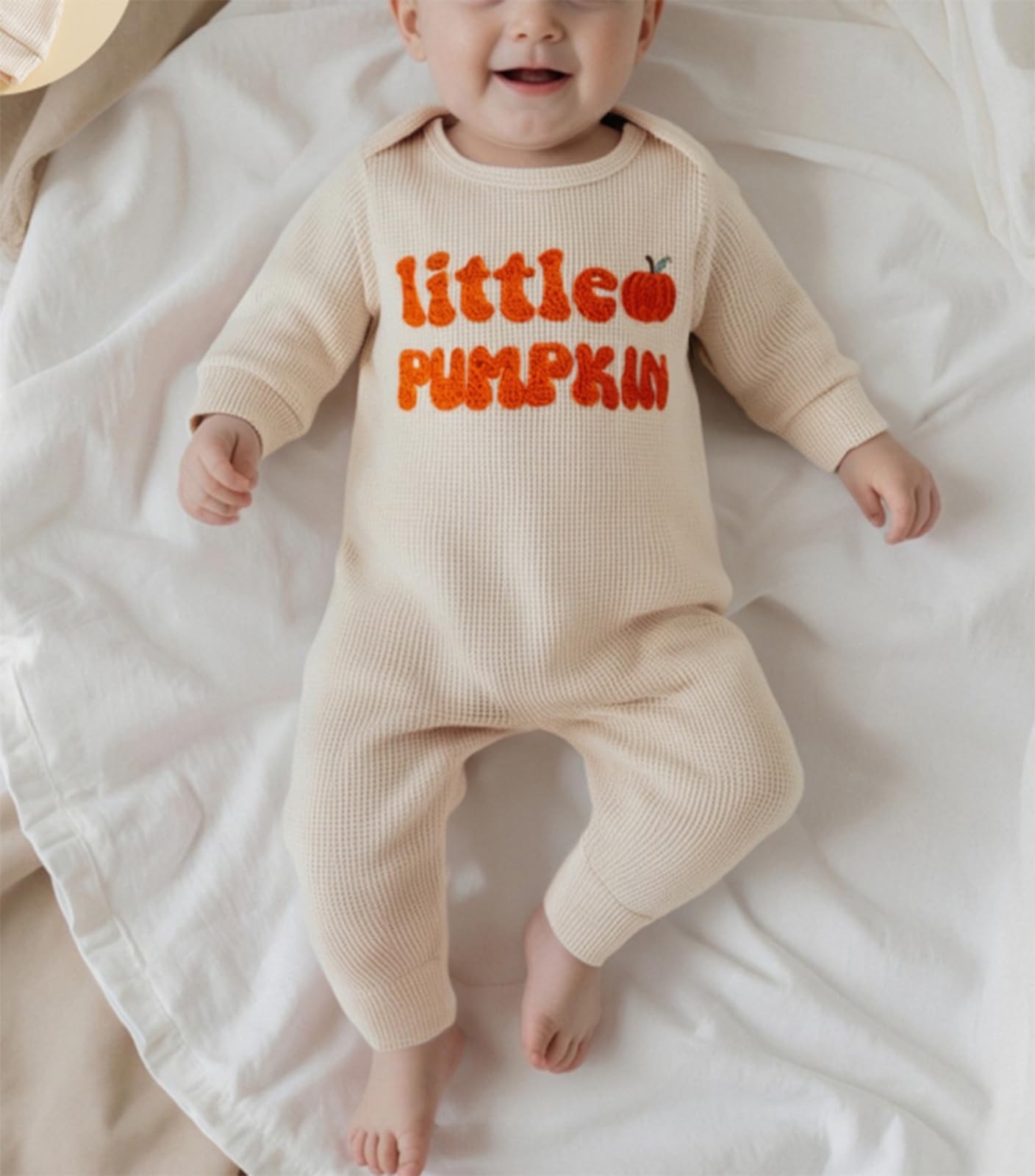 Karuedoo Newborn Baby Boy Halloween Outfit Little Pumpkin 0-3 Months, Apricot