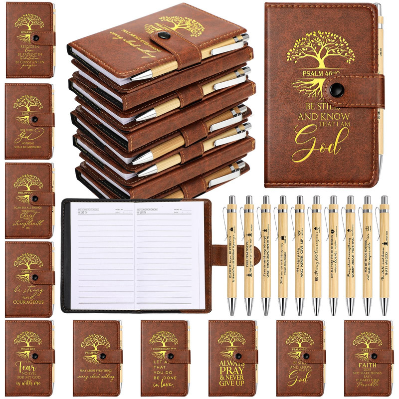 Spakon 60 Pcs Fathers Day Christian Gifts Bulk Leather Prayer Journal Religious