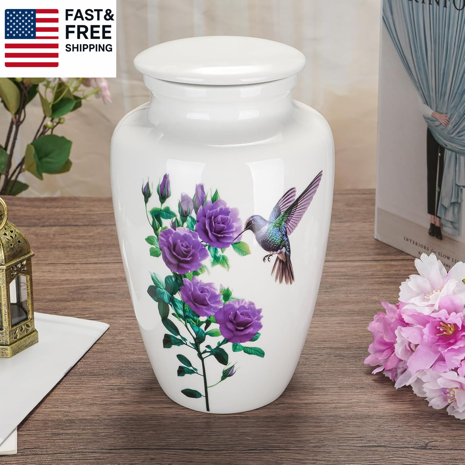 10 Inches Cremation Urns for Human Ashes Adult Male Female, Cerami up to 200 Lbs
