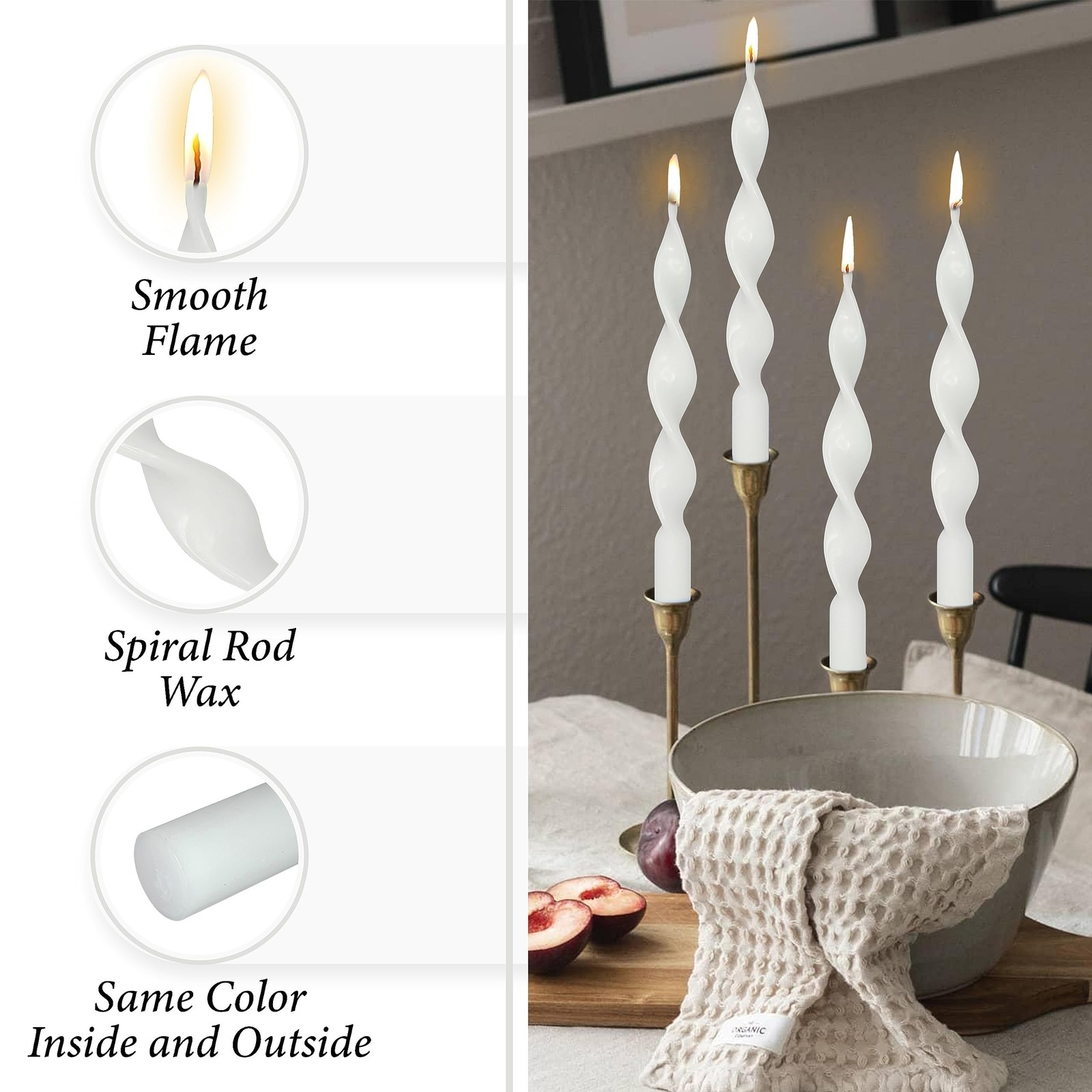 10 Inches Spiral Taper Candles Colorful Twisted Candle Dripless Long Candles,…