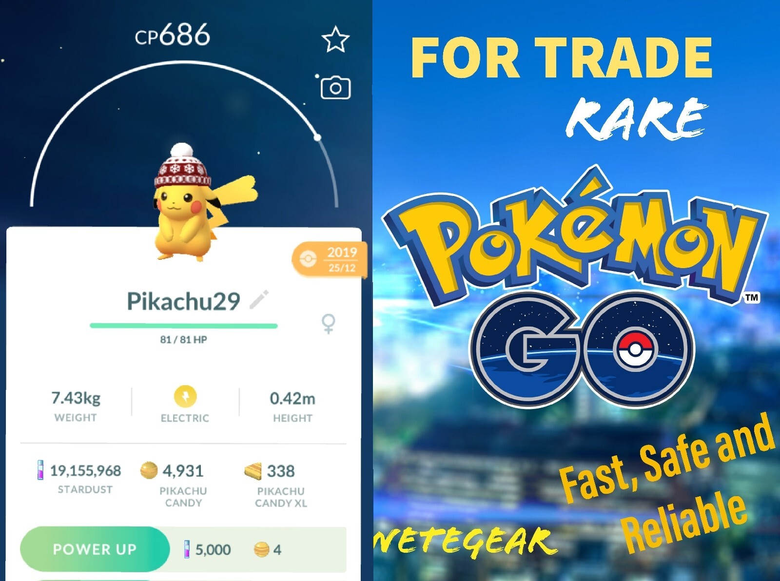 🔥🔥 Pokémon Go WINTER BEANIE PIKACHU For TRADE || Non shiny🔥🔥
