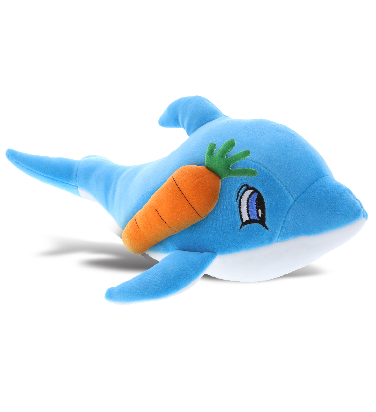 DolliBu Happy Easter Baby Soft Plush Blue Dolphin with Carrot Plush – 5 Inches