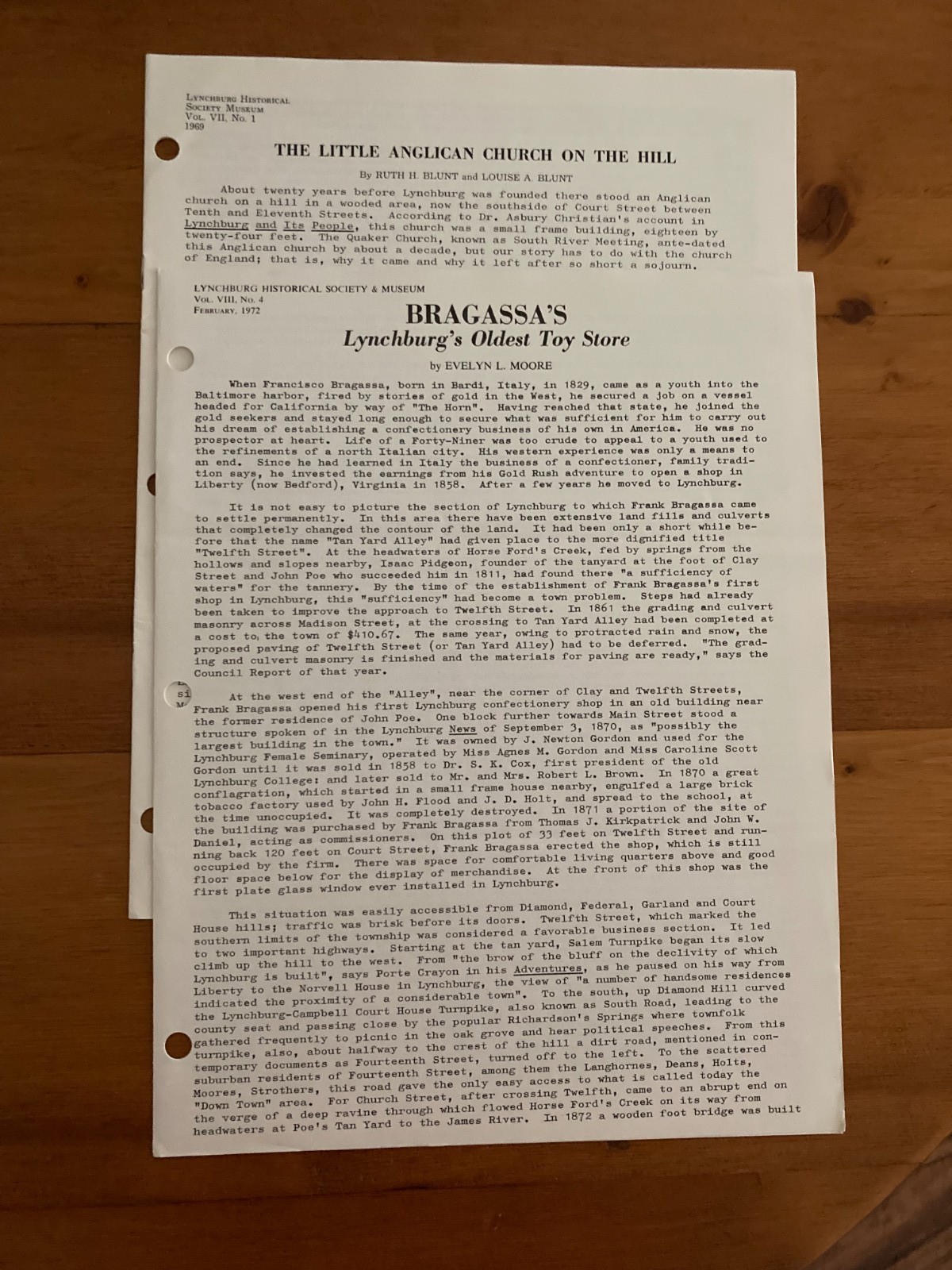Lynchburg, VA Historical Society Newsletters 1968/1972 collection of 8 VG