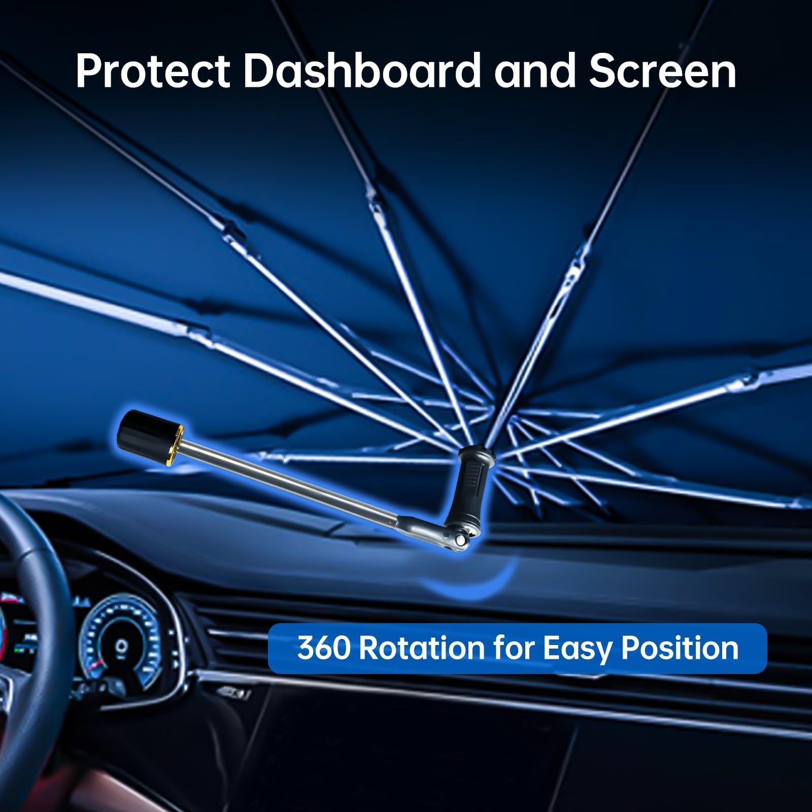 Jeep Grand Cherokee 2014-2021 Windshield Sun Shade Umbrella, 360° Rotation Car