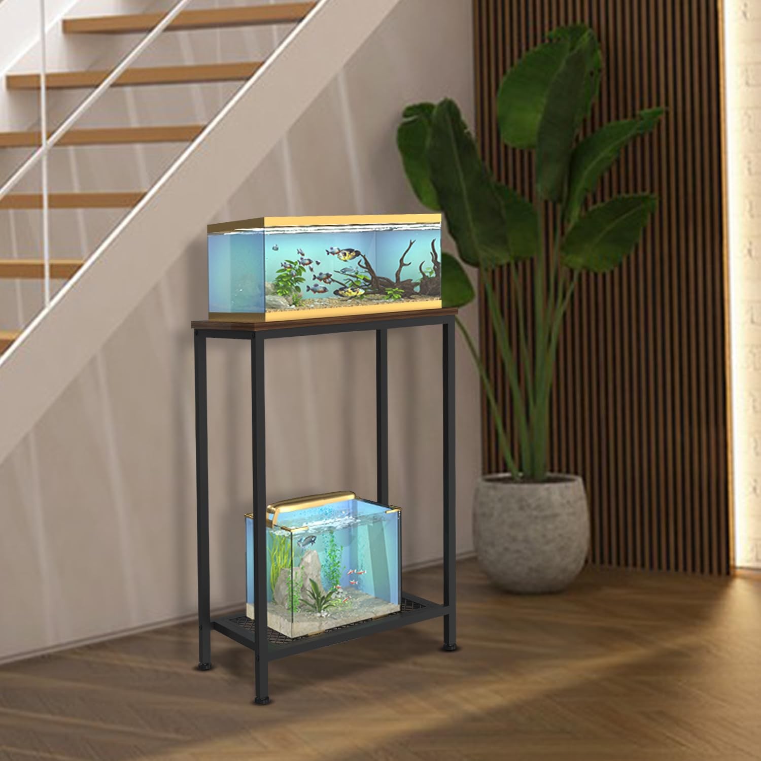 VANVERB 10 Gallon Fish Tank Stand, 2-Tier Small Aquarium Stand, Metal Reptile Br