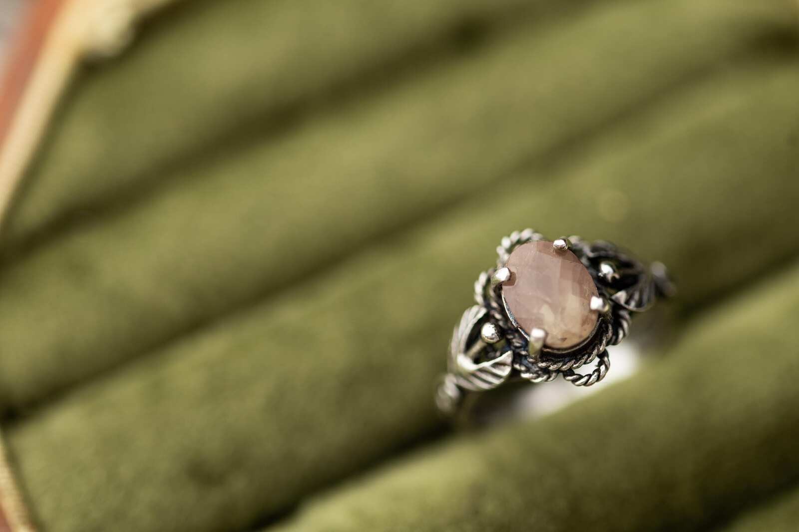 Vintage Estate Saphiret Glass Sterling Silver Ring Art Nouveau Jewelry