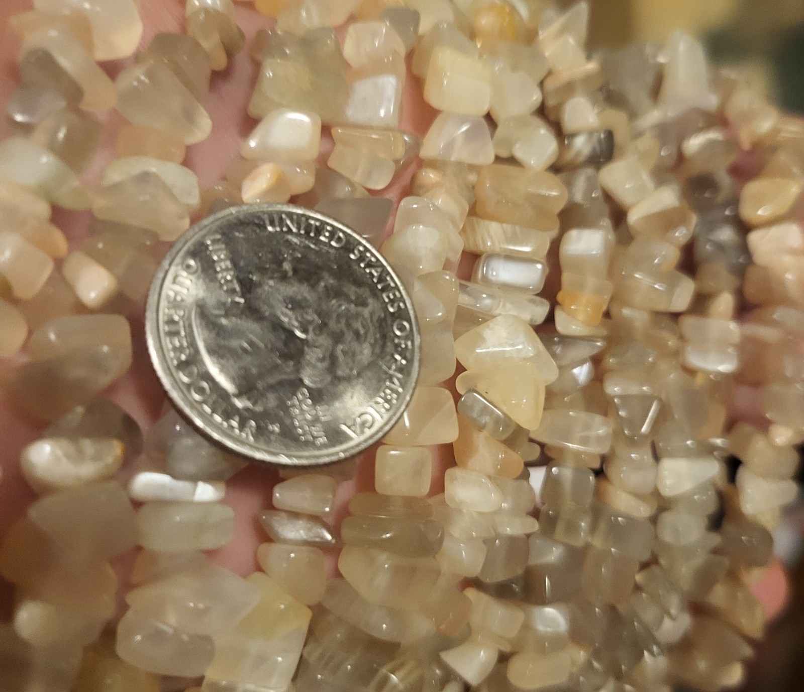 Lot Of 10 Moonstone Chip Bead Necklaces. 32″. Metaphysical Jewelry Making Craft