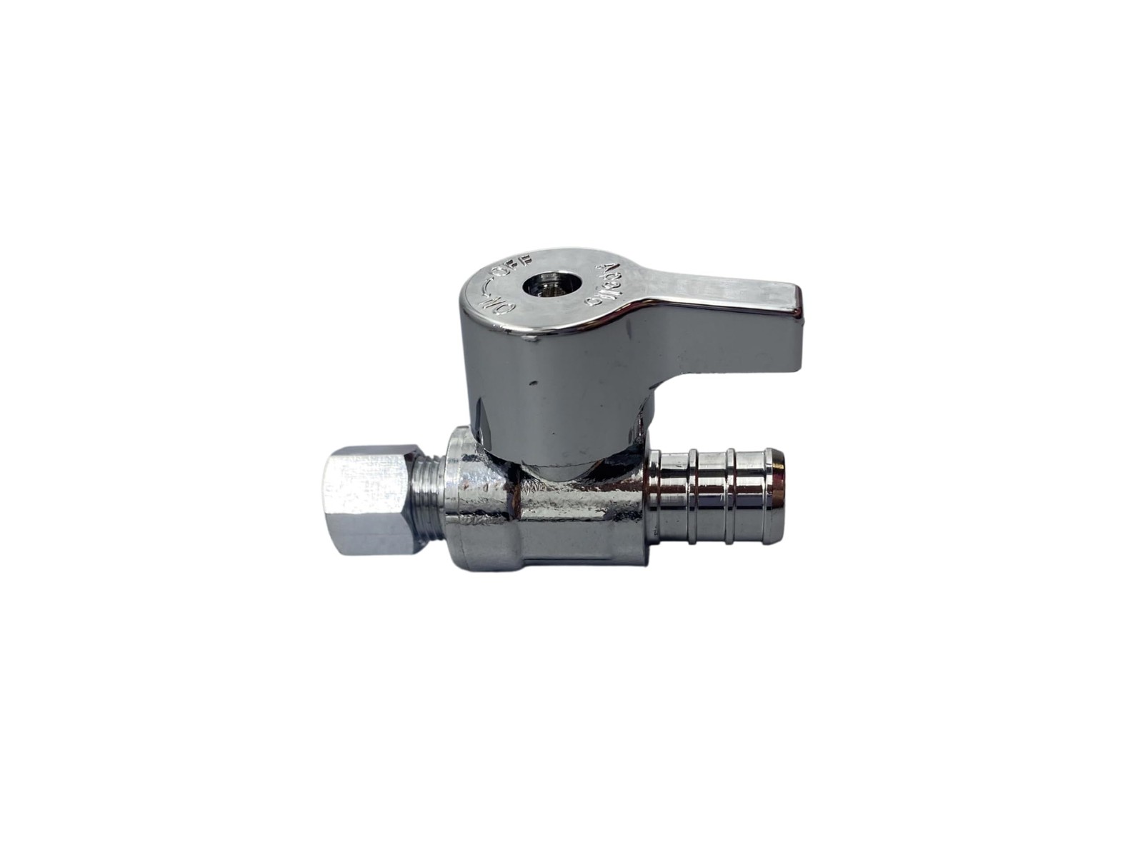 1/2 in. Chrome-Plated Brass PEX Barb x 1/4 in. Compression Quarter-Turn Straight
