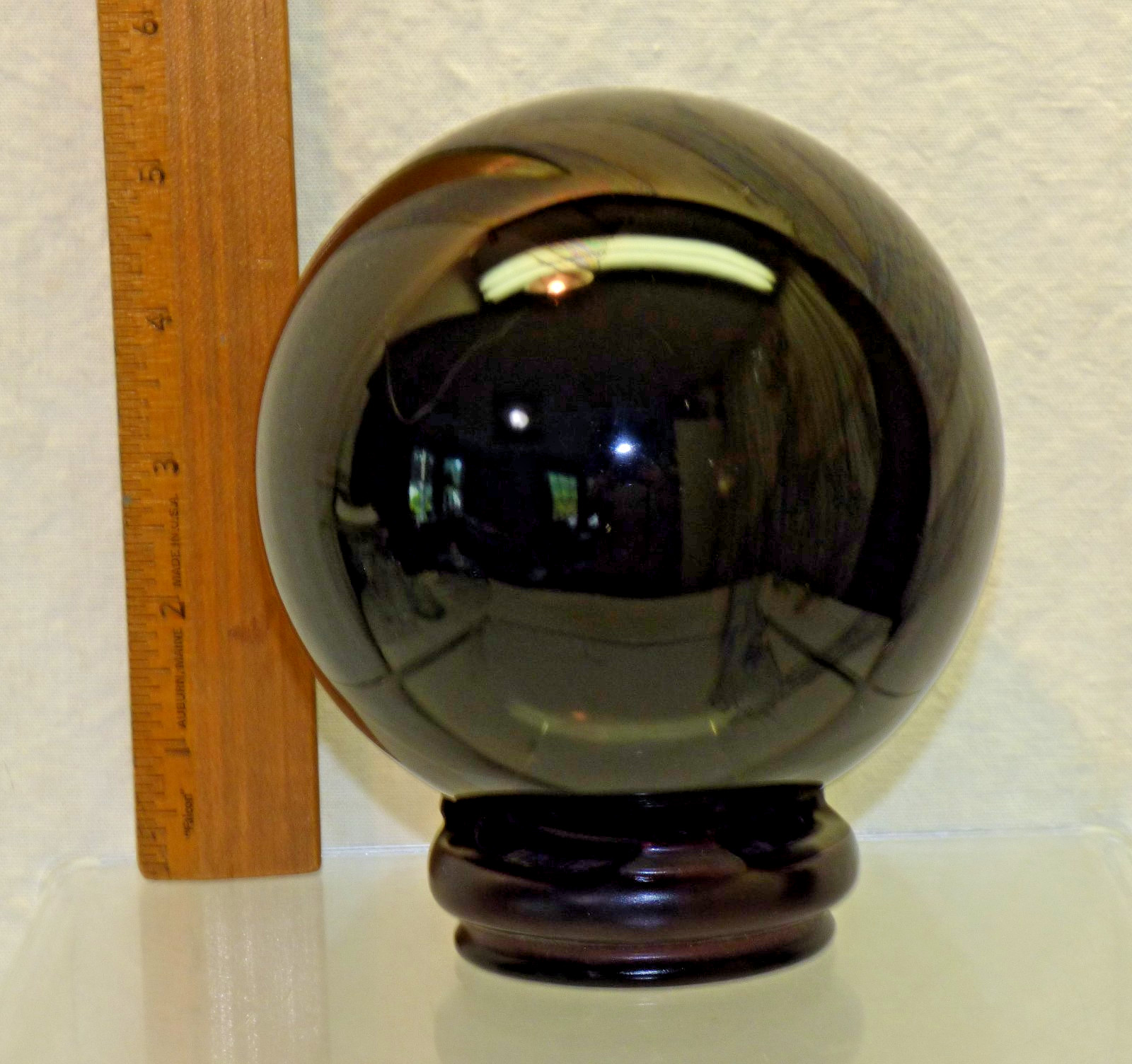 Large 4 3/4″ Black Glass Sphere Crystal Fortune Teller Gazing Ball Marble 5 lbs