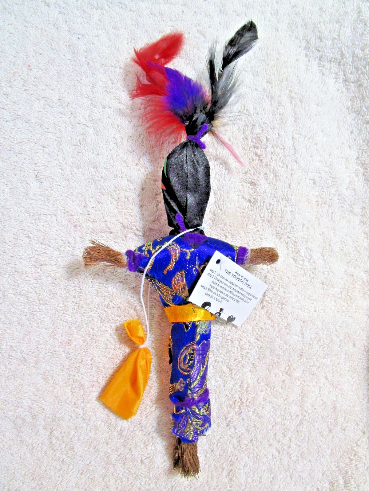 ONE (1) N.O. STYLE “BLUE” VOODOO DOLL” w/ PINS LOVE LUCK MONEY REVENGE HEALTH