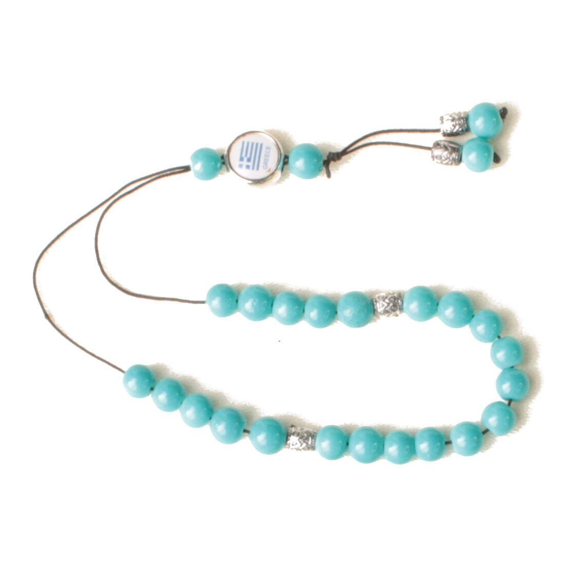 Worry Beads – Classic – Greek Flag Charm – Turquoise – 1 pc.