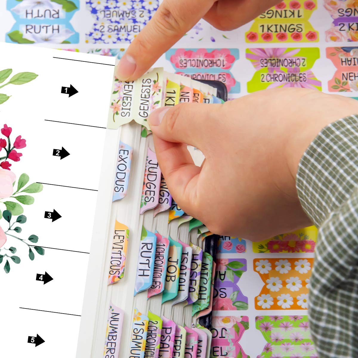 Decorative Laminated Bible Tabs 100PCS Cute Bible tabs for Women and Girl