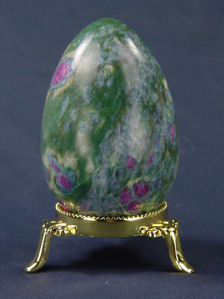 BUTW Ruby in fuschite 3.1″ x 2.1″ egg with stand lapidary wicca 4266K