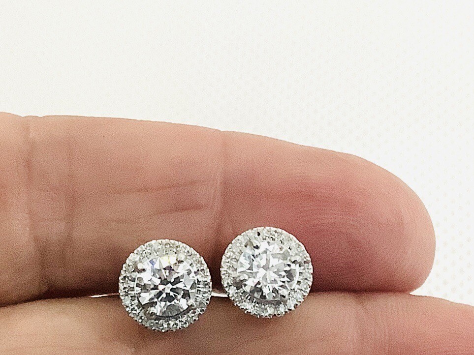 Diamond Stud 1.15ct 14k. . White Gold Lab Grown Diamond Earrings Screw Back