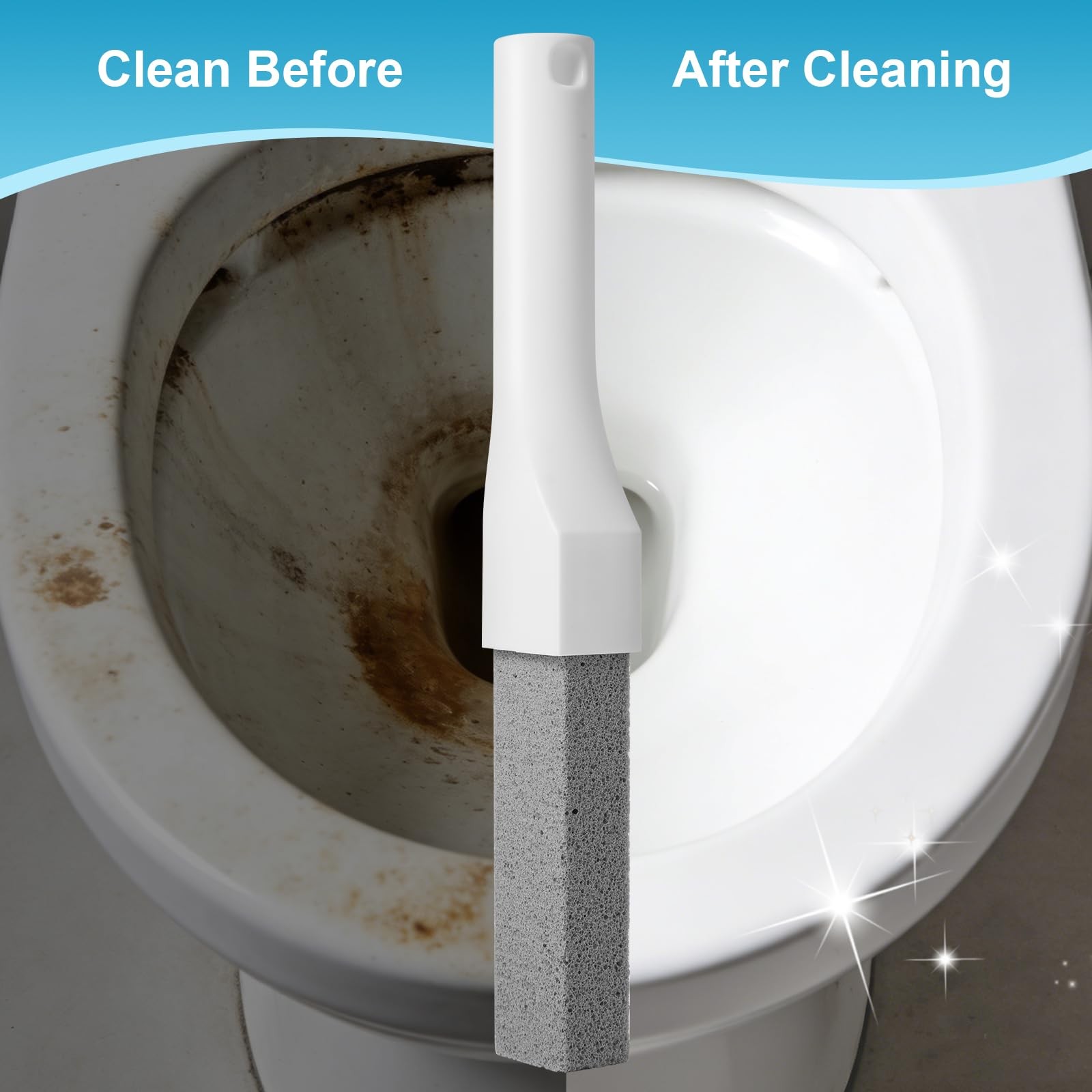 8 Pack Pumice Stone Toilet Bowl Cleaner with Long Handle – Replaceable Gray